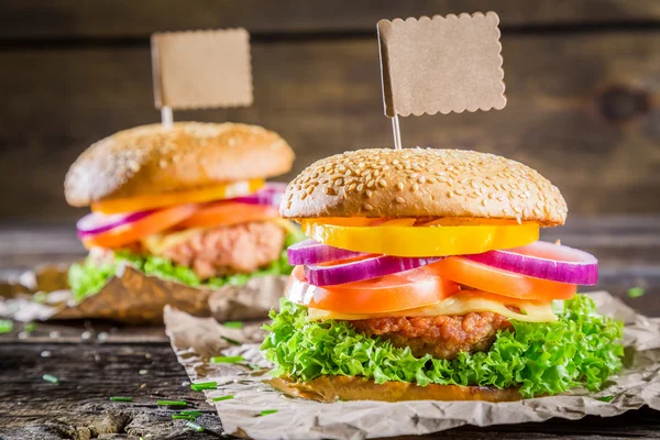 Deux délicieux hamburgers faits maison — Photo