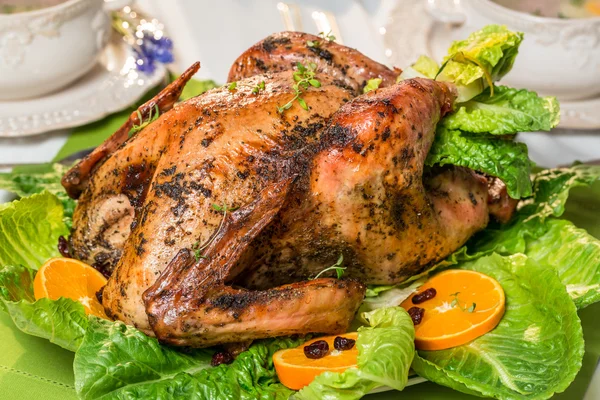 Close-up van geroosterde grote Turkije voor thanksgiving — Stockfoto