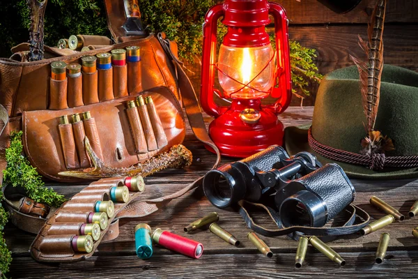 Forester lodge with a hunting equipment — Stock Photo, Image