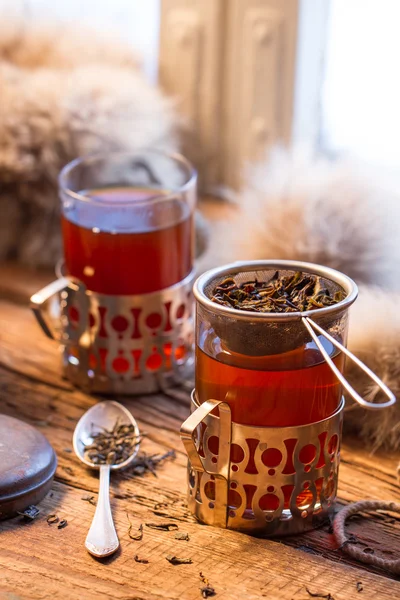 Chá quente servido à moda antiga — Fotografia de Stock