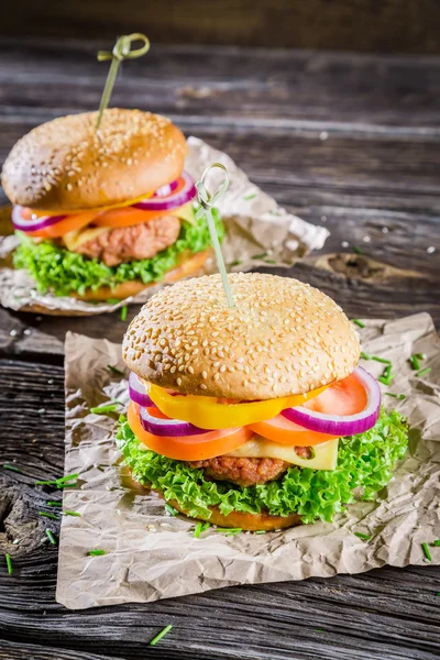 Two homemade hamburgers — Stock Photo, Image