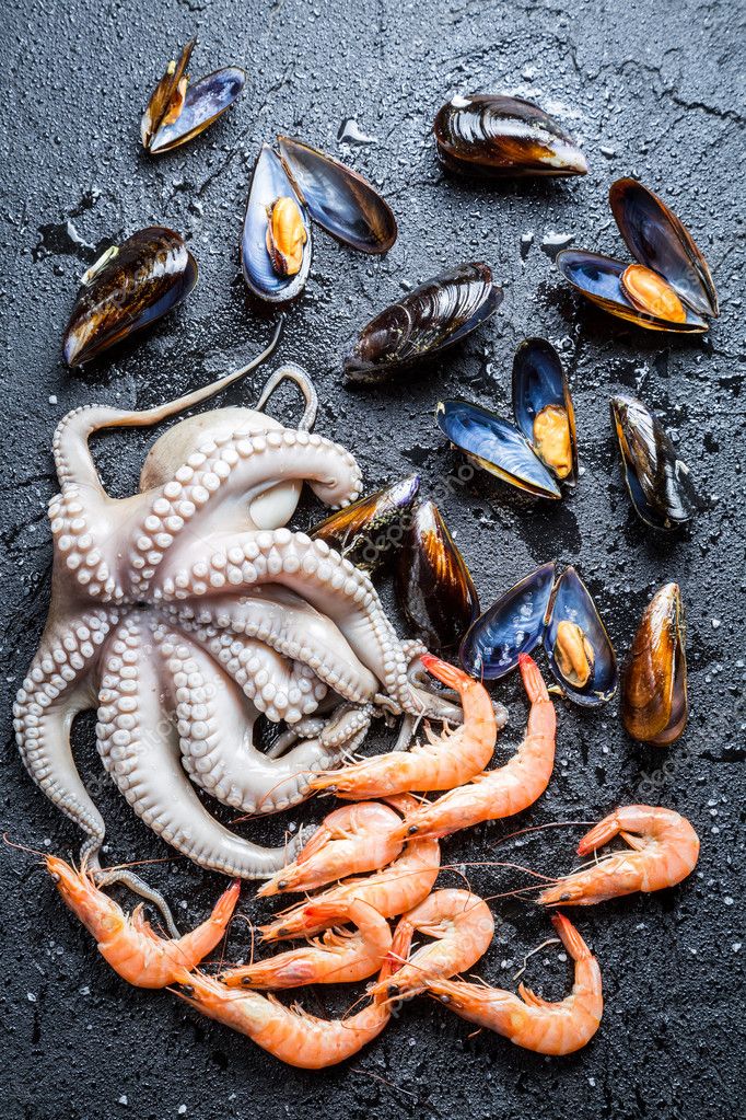 Three kinds fresh seafood Stock Photo by ©Shaiith79 49230445