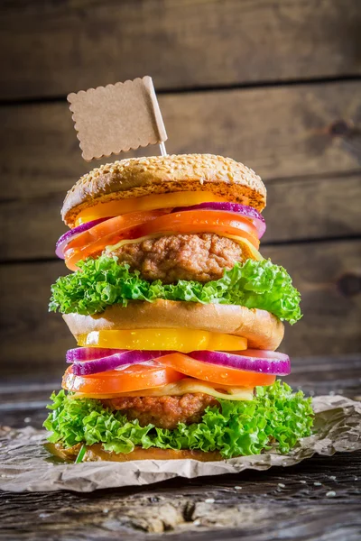 美味和大的双层汉堡 — 图库照片