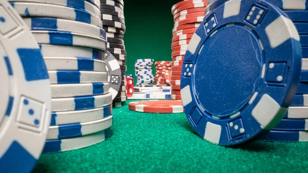 Poker Gambling Table Cards Chips Poker Game Texas Holdem Poker — Stock Photo, Image
