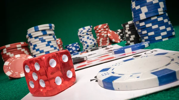 Poker Gambling Table Cards Chips Texas Holdem Texas Holdem Poker — Stock Photo, Image