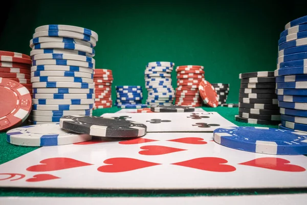 Closeup Gambling Table Game Texas Holdem Texas Holdem Poker Game — Stock Photo, Image