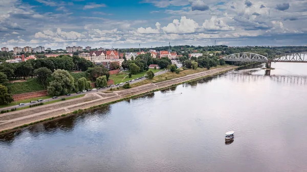 Torun Eski Kasabası Vistula Nehri Nin Havadan Görünüşü Polonya Avrupa — Stok fotoğraf