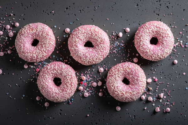 Donuts Rosados Caseros Deliciosos Para Fat Thursday Donuts Postre Para — Foto de Stock