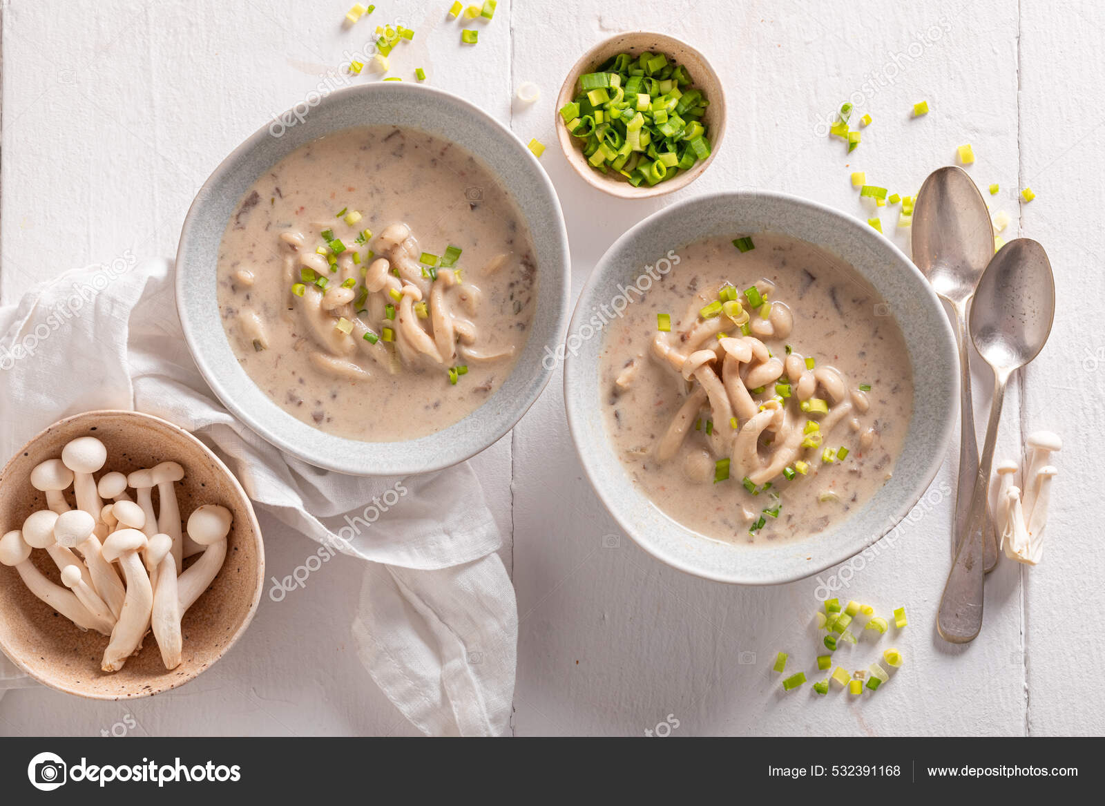 Creamy Shimeji Mushroom Soup Cream Chives Japanese Mushroom Soup Chive