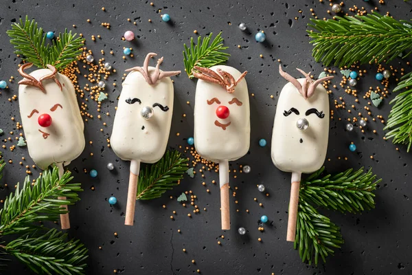 Sweet Popsicles Perfect Snack Christmas Creative Unique Sweets Christmas — Stock Photo, Image