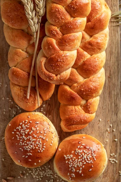 Gesunde Brotsorten Mit Samen Und Ähren Vielfalt Hausgemachten Broten — Stockfoto