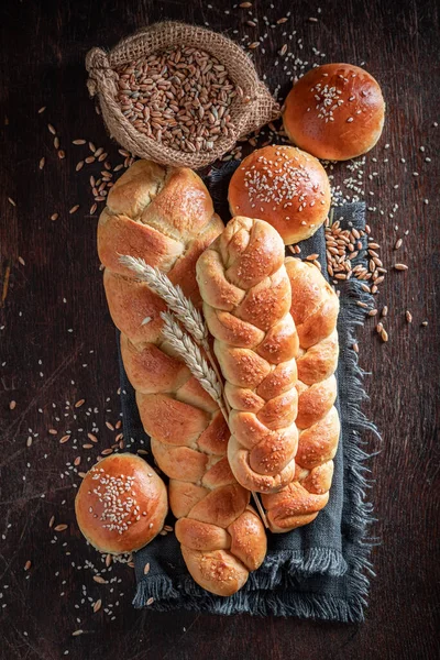 Hausgemachte Brotsorten Mit Samen Und Ähren Vielfalt Hausgemachten Broten — Stockfoto