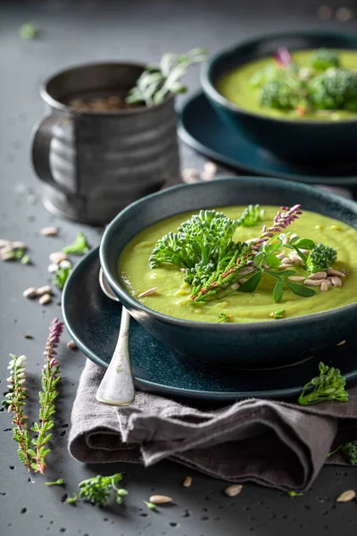 Vegane Brokkoli Suppe Als Gesunde Und Frische Vorspeise Vegane Suppe — Stockfoto