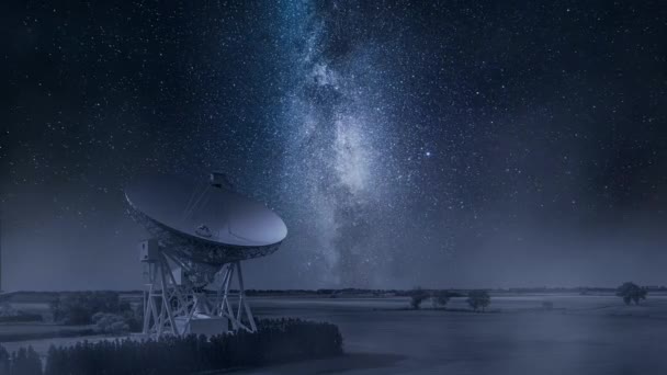 Astronomical observatory at night. Observatory looking for signal in space. — Stock Video