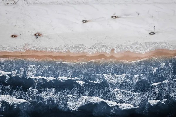 Fischerboote Der Ostsee Winter Luftaufnahme Der Natur Winter Polen — Stockfoto