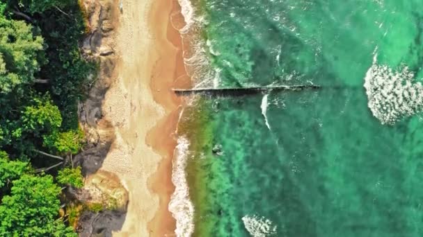 바틱 바다에서의 놀라운 푸른 물결. 해변에서의 휴가. — 비디오