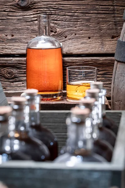 Good Whisky Ice Old Distillery Bourbon Ice Glass Cellar — Stock Photo, Image