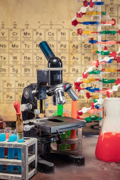 Chemische Tests Universitair Laboratorium Met Bekers Chemie Klassen Met Een — Stockfoto