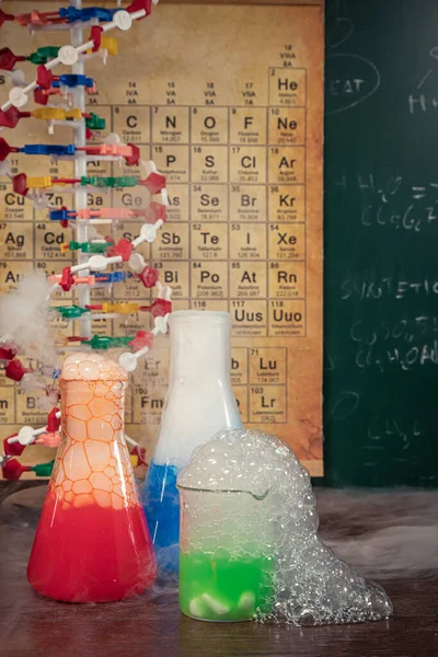 Testando Reações Químicas Aulas Química Com Modelo Dna Aulas Química — Fotografia de Stock