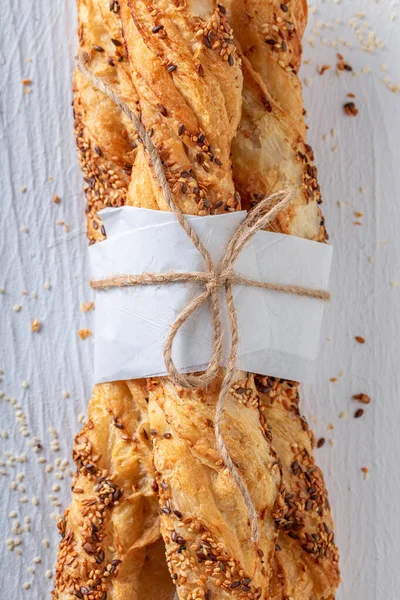 Deilige Brød Med Korn Sesamfrø Hjemmelagde Grissini Bakehus – stockfoto
