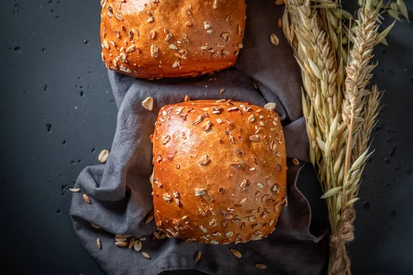 Rustic Healthy Oat Buns Baked Rustic Kitchen Buns Bakery — kuvapankkivalokuva
