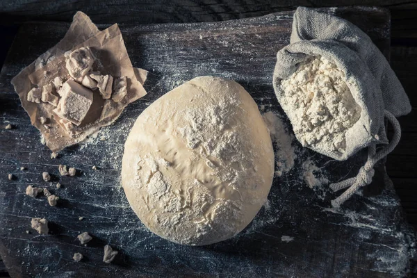 Färsk Och Enkel Deg För Att Göra Hälsosam Pizza Jästdeg — Stockfoto