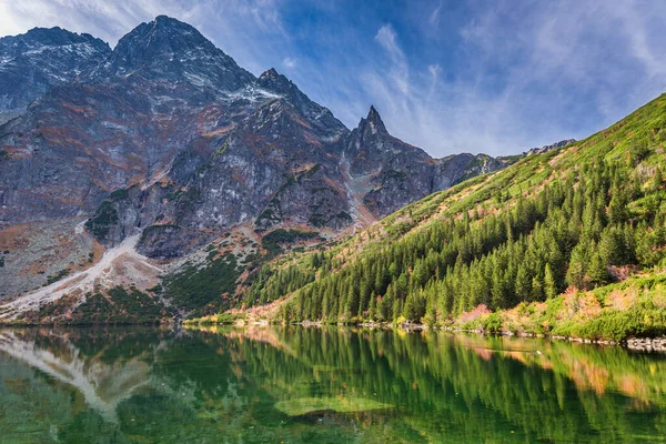 Sonbaharda Tatras Harika Bir Dağ Gölü Polonya Vahşi Yaşam Avrupa — Stok fotoğraf