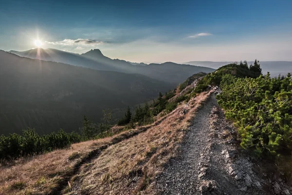 Puesta Sol Las Montañas Tatra Desde Cresta Polonia Vida Silvestre — Foto de Stock