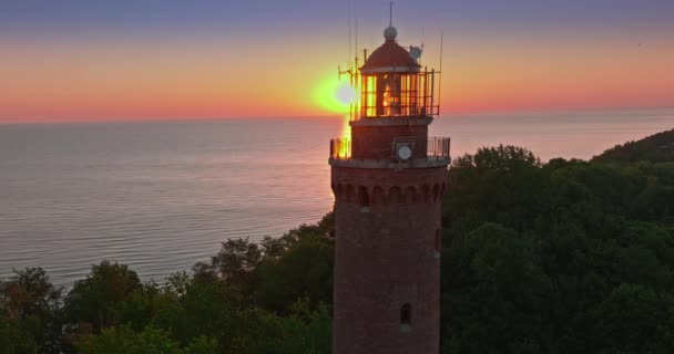 Lighthouse Baltic Sea Sunrise Poland Europe — ストック動画