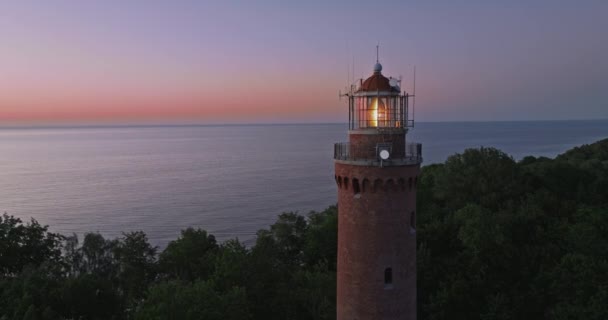 Lighthouse Light Beam Baltic Sea Aerial View Nature Tourism Baltic — ストック動画