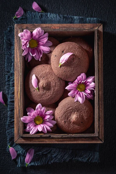 Traditionally Tasty Chocolate Shortbread Cookies Made Cocoa Sugar Butter Brown — Fotografia de Stock