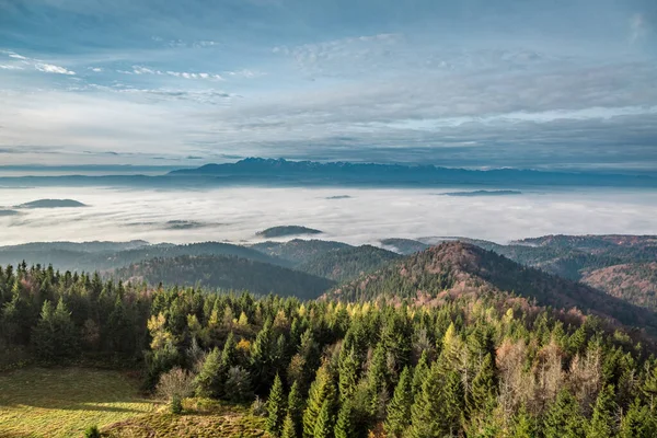 Nascer Sol Nas Montanhas Tatra Outono Polônia Europa — Fotografia de Stock