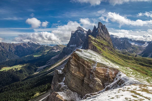 Vista Aérea Seceda Tirol Del Sur Dolomitas Italia Europa — Foto de Stock