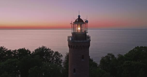 Luce Nel Faro Sul Mar Baltico Tramonto Polonia Turismo Nel — Video Stock