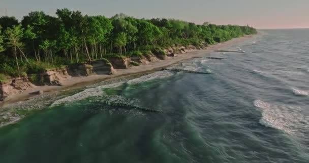 Beach Waves Baltic Sea Summer Tourism Baltic Sea Aerial View — Wideo stockowe