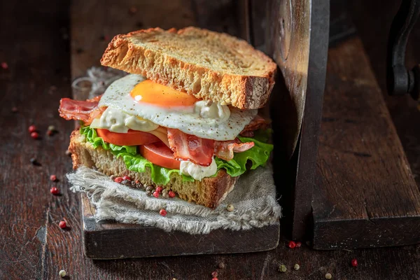 Tasty Homemade Toasted Sandwich Classical Breakfast British Breakfast — Stok fotoğraf