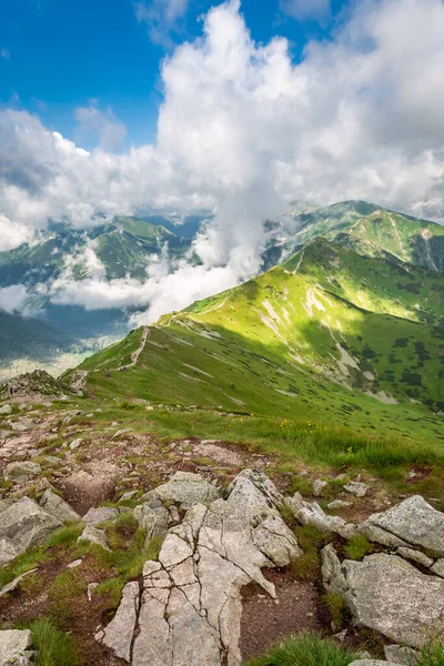 Tatra Mountain View Ridge Footpath Summer Poland Europe — Stockfoto