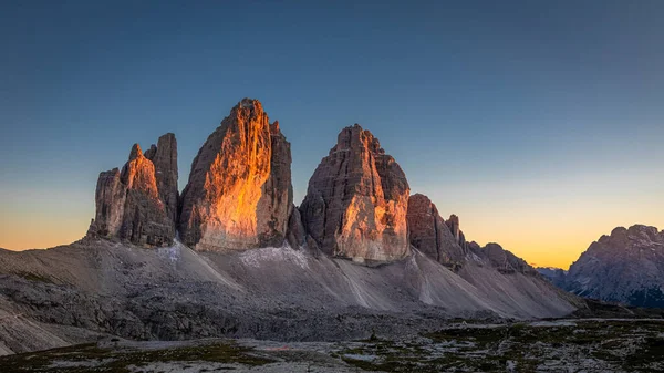 Tre Cime Peaks Sunset Dolomites Italy Europe — Stock Photo, Image