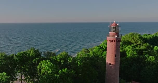 Lighthouse Baltic Sea Sunny Day Poland Tourism Baltic Sea Europe — ストック動画