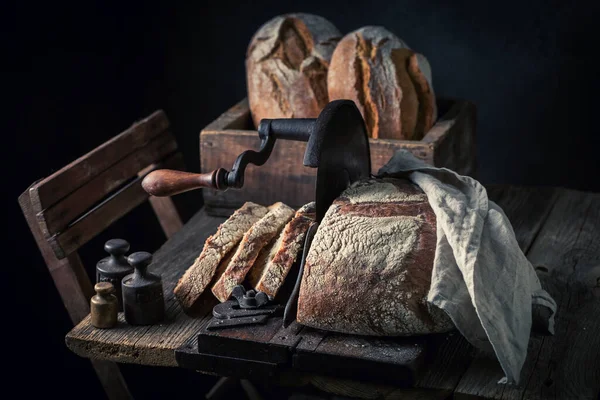 Здоровый Вкусный Хлеб Мукой Крошками Буханка Хлеба Крошечной Нарезке — стоковое фото