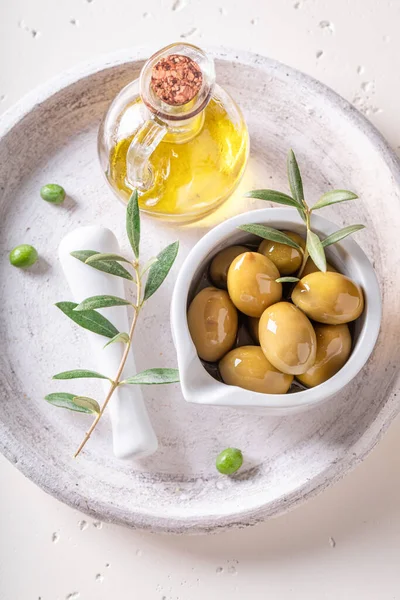 Delicious Healthy Olives Raw Olive Berries Products Made Olives — Stock Photo, Image