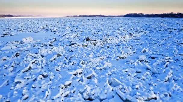 Mermelada Hielo Río Vístula Reloj Polonia Vista Aérea Naturaleza — Vídeos de Stock