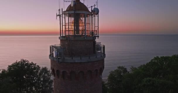 Aerial View Baltic Sea Light Beam Lighthouse Aerial View Nature — Video