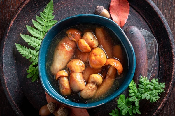 Setas Porcini Sanas Caseras Marinadas Vinagre Boletus Escabeche Con Vinagre —  Fotos de Stock