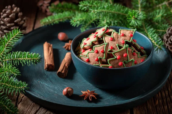 Pepparkakor Trägolv Till Jul Bakgrund Till Jul — Stockfoto