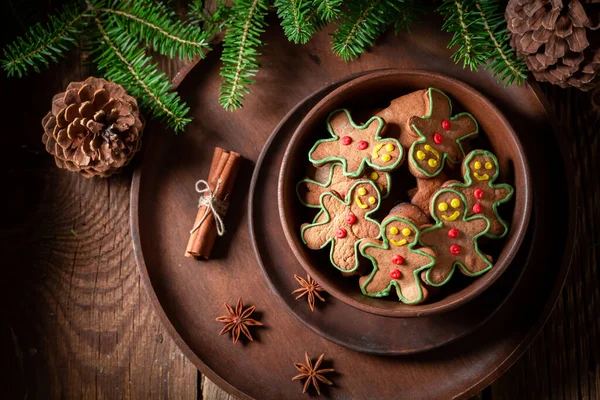 Biscoitos Aromáticos Natal Chapa Madeira Fundo Para Natal — Fotografia de Stock