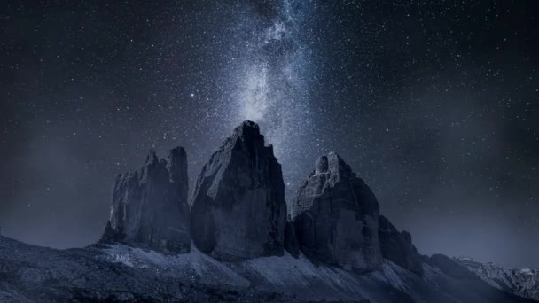 Млечный Путь Через Горную Тропу Тре Цинциннати Итальянском Митесе — стоковое видео