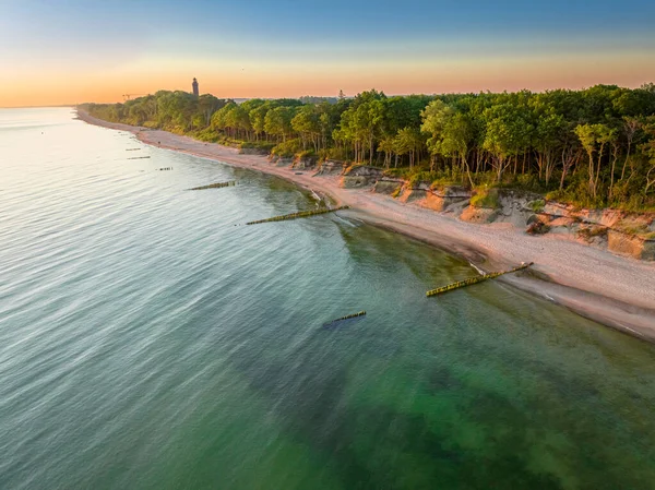 Playa Junto Mar Báltico Amanecer Polonia Vista Aérea Naturaleza — Foto de Stock