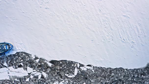 Zwei Eisbrecher Auf Der Weichsel Zerquetschen Winter Das Eis Polen — Stockvideo
