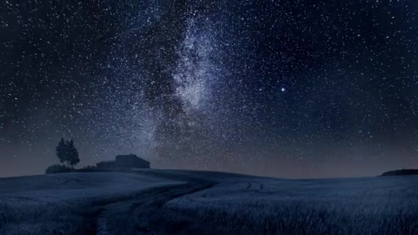 Timelapse Della Lattea Strada Campi Italia Europa — Video Stock